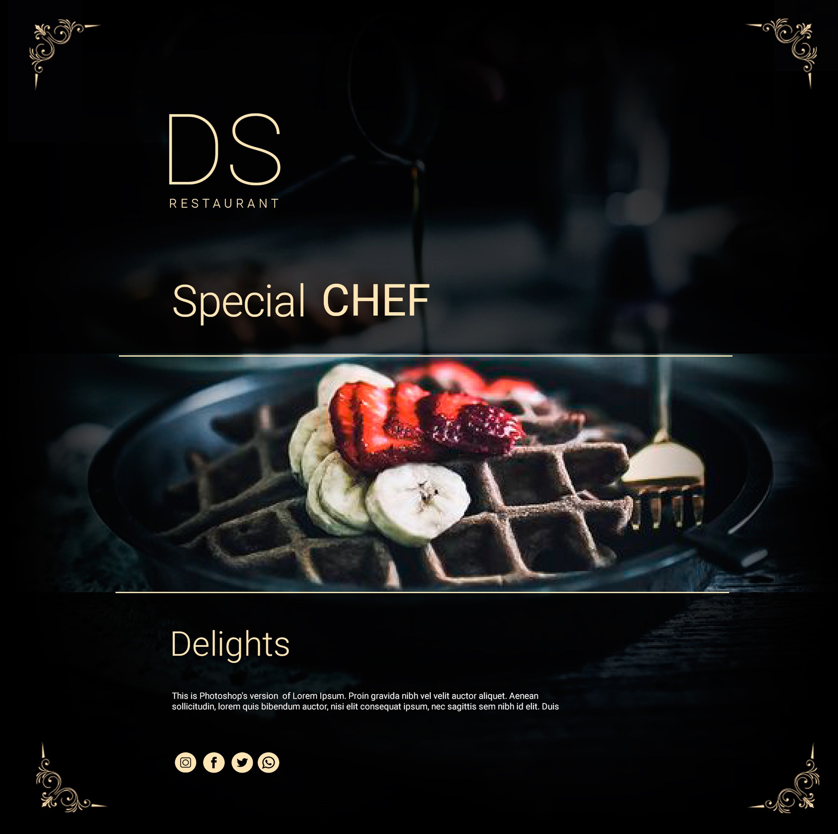 Moody food restaurant square flyer